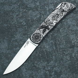 Изображение «X Folding tatto knife Викинг и валькирия» 1