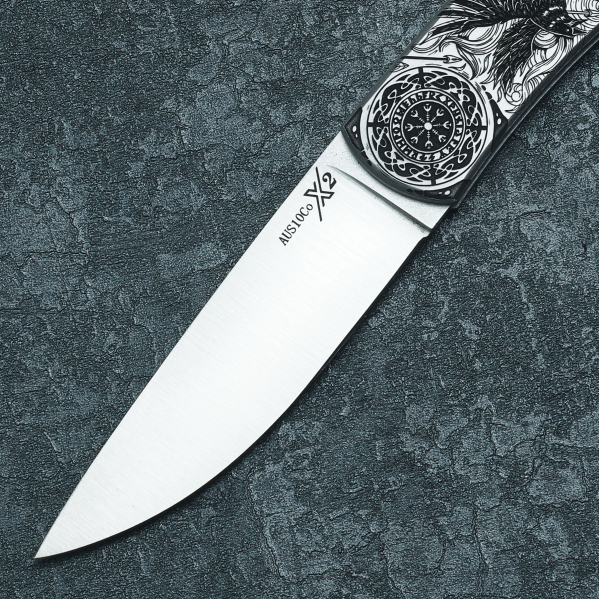 Миниатюра «X Folding tatto knife Викинг и валькирия»