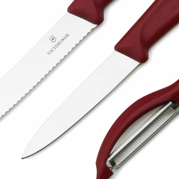 Миниатюра «Набор из 3 ножей для овощей красный»